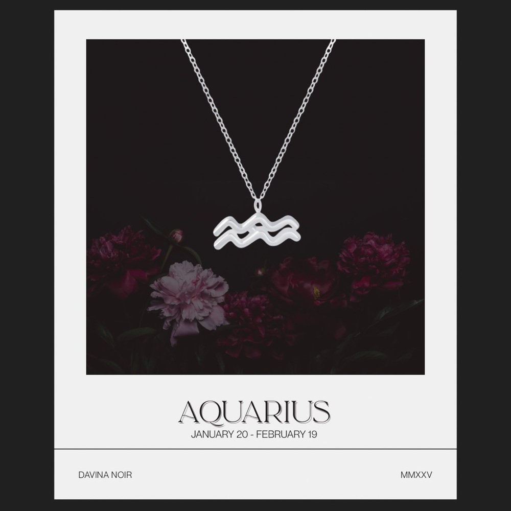 Aquarius Zodiac 925 Sterling Silver Tiny Necklace